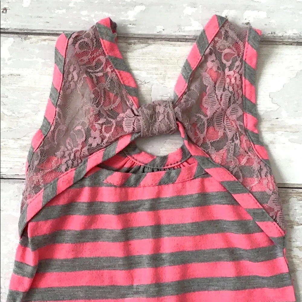 Girls 2T Pink Racerback Tank Top Stripe Dress Toddler Kids